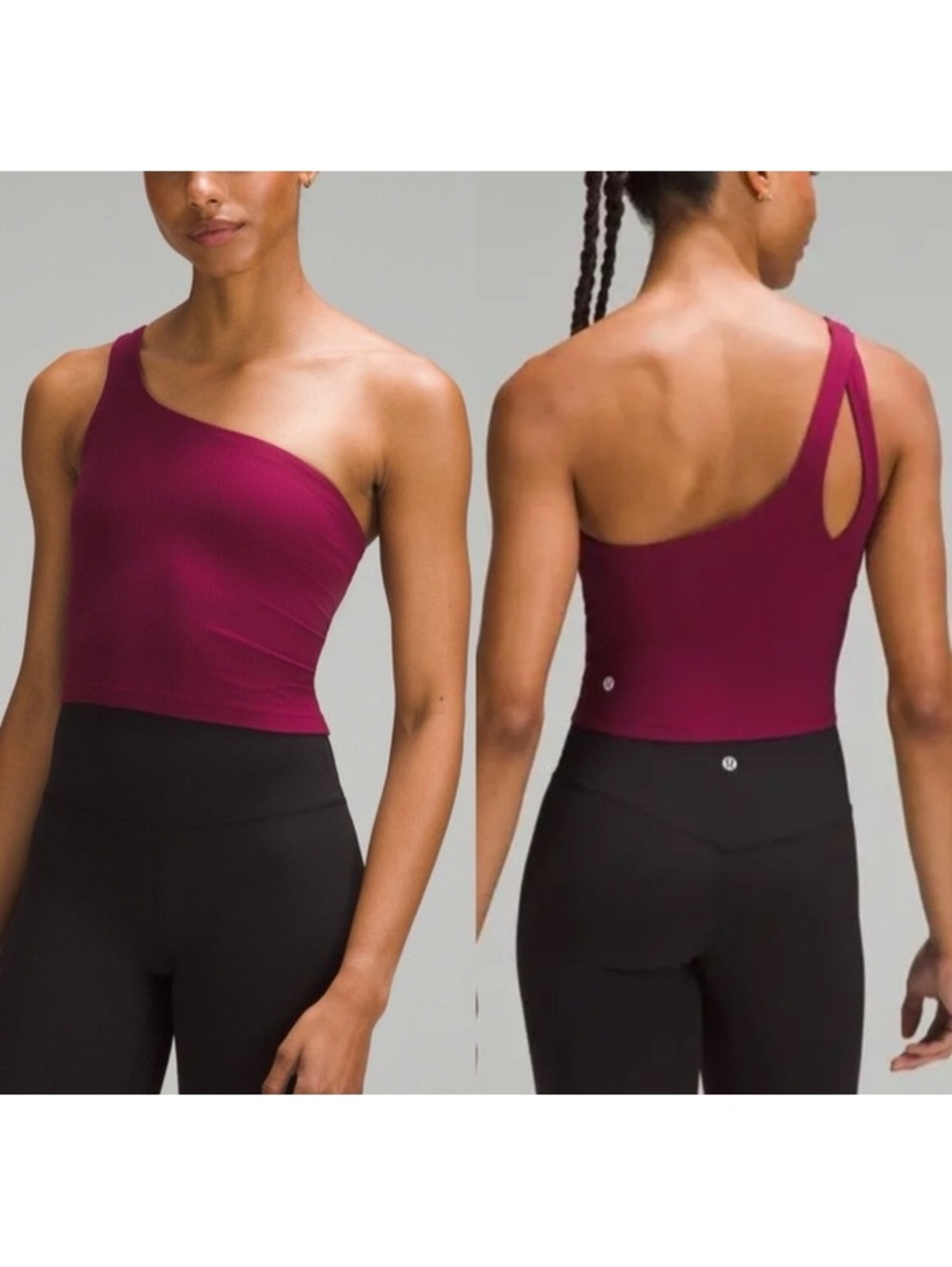 NWOT Lululemon Ribbed Nulu Asymmetrical Yoga Tank Top deep luxe magenta